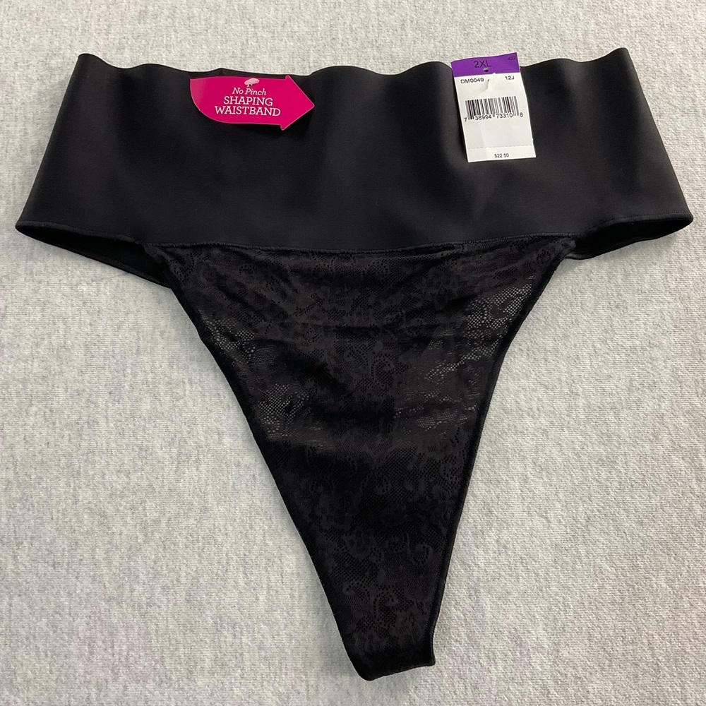 MAIDENFORM PLUS SIZE WOMEN’S LACE THONG SHAPEWEAR  SIZE: 2XL COLOR: BLACK NWT
